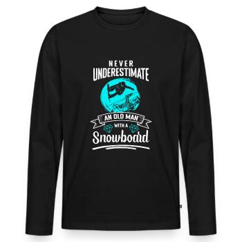 Snowboarding Holiday Ski Hut Freestyle - Men's Premium Organic Long Sleeve Shirt - black - Front - Nico (187cm)