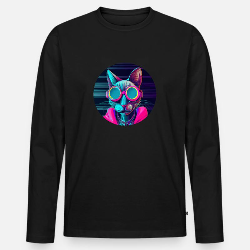 Stilvolle Katze - Männer Premium Bio Langarmshirt - Schwarz