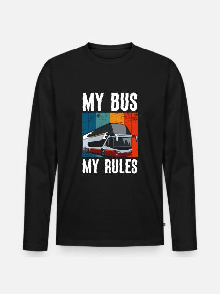 Bus Beruf Arbeit Kraftfahrer - Männer Premium Bio Langarmshirt - Schwarz