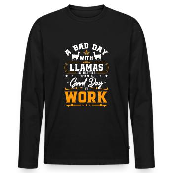Llama beast of burden fur Andes - Men's Premium Organic Long Sleeve Shirt - black - Front - Nico (187cm)