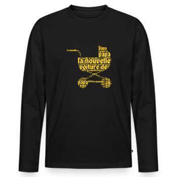Annonce Grossesse Futur Père Nouveau Papa Humour - T-shirt manches longues Premium bio Homme - noir - Devant - Nico (187cm)