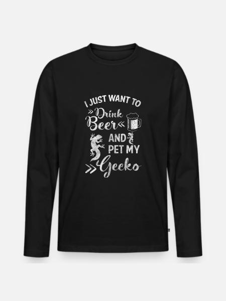 Gecko Pet Lizard Lover - Men's Premium Organic Long Sleeve Shirt - black