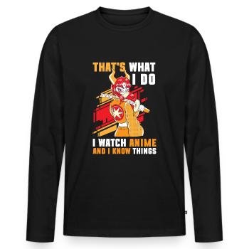 Anime Japan Kunst Nerd - Männer Premium Bio Langarmshirt - Schwarz - Vorne - Nico (187cm)