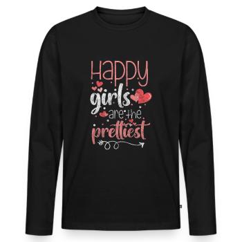 Bonheur Optimisme Porte-bonheur - T-shirt manches longues Premium bio Homme - noir - Devant - Nico (187cm)