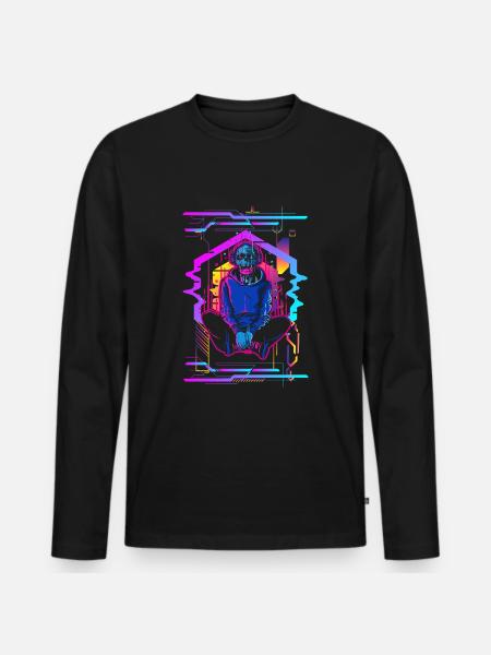Cyborg Robot Japan Futuristic - Men's Premium Organic Long Sleeve Shirt - black