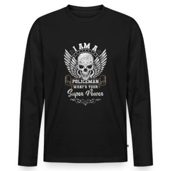 Police Occupation Commissary Handcuffs - Men's Premium Organic Long Sleeve Shirt - black - Front - Nico (187cm)