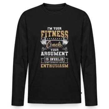 Pompes d’entraînement de fitness - T-shirt manches longues Premium bio Homme - noir - Devant - Nico (187cm)