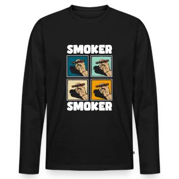 Tabak Kippe Dampfen - Männer Premium Bio Langarmshirt - Schwarz - Vorne - Nico (187cm)