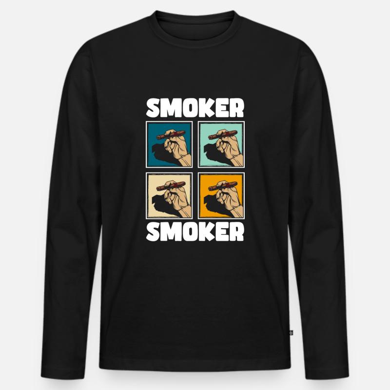 Tabak Kippe Dampfen - Männer Premium Bio Langarmshirt - Schwarz