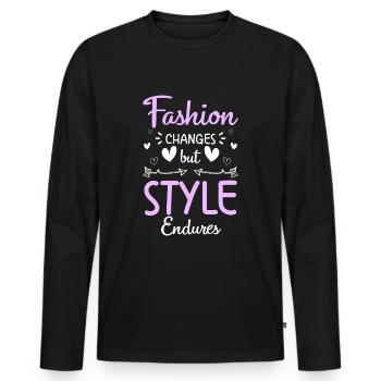 Défilé de vêtements de mode - T-shirt manches longues Premium bio Homme - noir - Devant - Nico (187cm)
