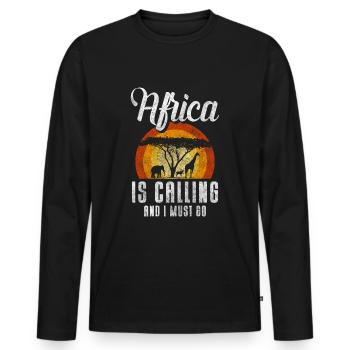 Culture Savanna Animal Welfare Animals - Men's Premium Organic Long Sleeve Shirt - black - Front - Nico (187cm)