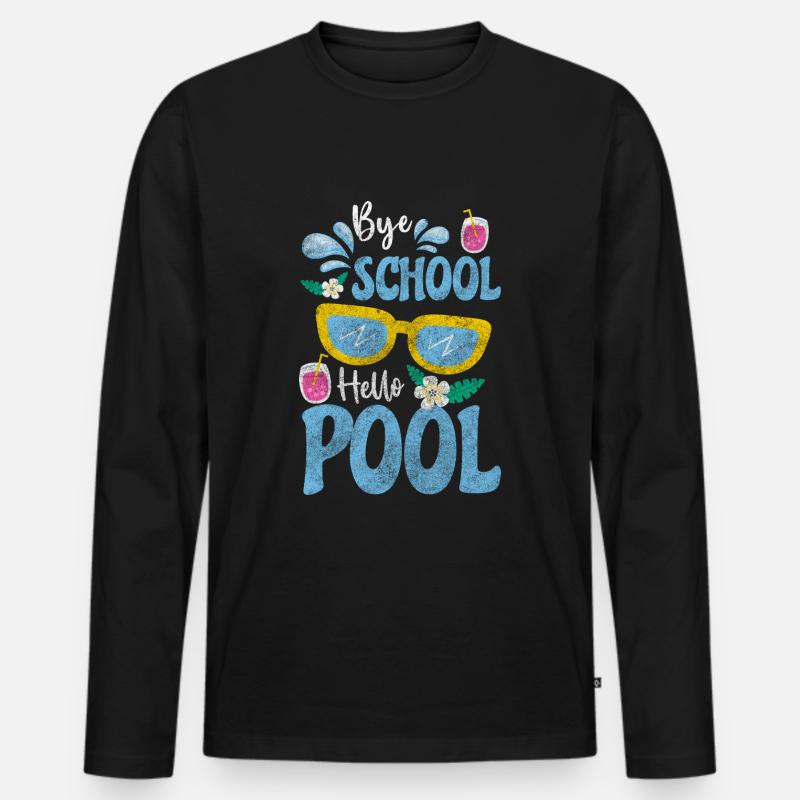 Swimming Pool Feier - Männer Premium Bio Langarmshirt - Schwarz