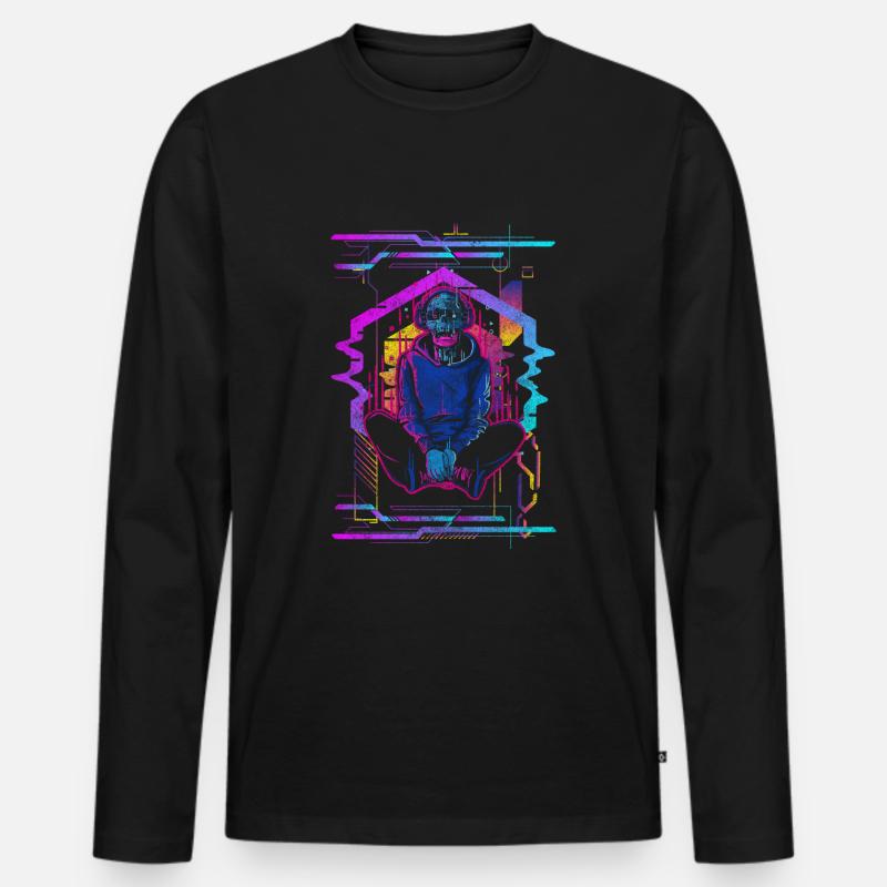 Zukunft Android Neon Gaming - Männer Premium Bio Langarmshirt - Schwarz