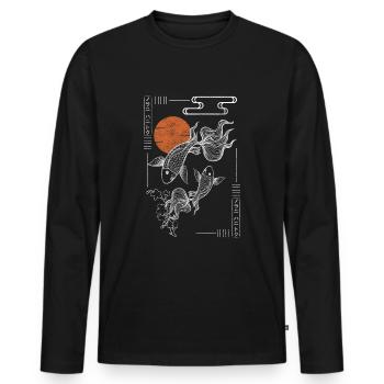 Asia Symbol Travel Sword Fighting - Men's Premium Organic Long Sleeve Shirt - black - Front - Nico (187cm)