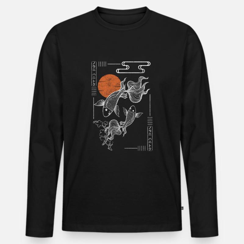 Asien Symbol Reise Schwertkampf - Männer Premium Bio Langarmshirt - Schwarz