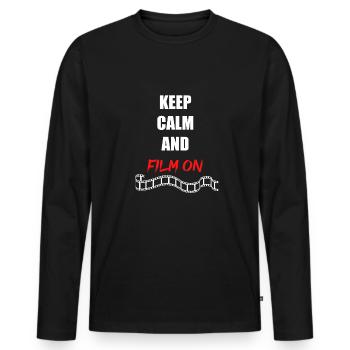 Keep Calm Film On Film Regisseur Kino Theater Film - Männer Premium Bio Langarmshirt - Schwarz - Vorne - Nico (187cm)