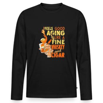 Ça fait du bien, comme un bon whisky et un - T-shirt manches longues Premium bio Homme - noir - Devant - Nico (187cm)