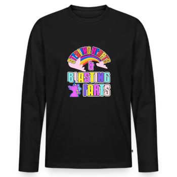 Steal hearts and dashes blow up unicorn fart Einh - Men's Premium Organic Long Sleeve Shirt - black - Front - Nico (187cm)