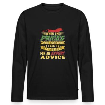 Wenn die Preise steigen frage ich mich selbst nach - Männer Premium Bio Langarmshirt - Schwarz - Vorne - Nico (187cm)