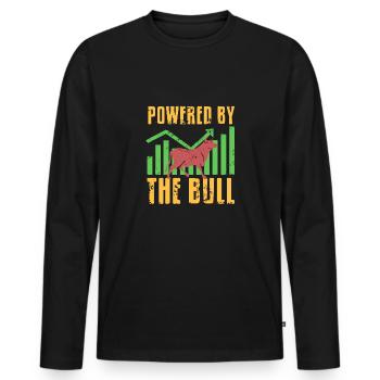Angetrieben durch den Bullen Bullenmarkt - Männer Premium Bio Langarmshirt - Schwarz - Vorne - Nico (187cm)