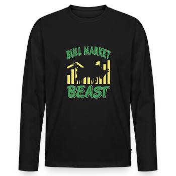 Bullenmarkt-Bestie - Männer Premium Bio Langarmshirt - Schwarz - Vorne - Nico (187cm)