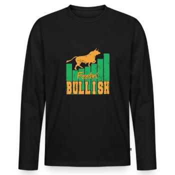 Feelin' Bullish Bullisch fühlen - Männer Premium Bio Langarmshirt - Schwarz - Vorne - Nico (187cm)