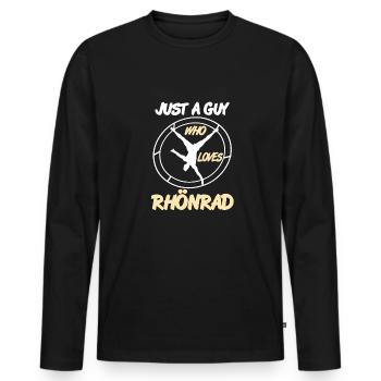 Nur ein Typ, der Rhönrad liebt - Männer Premium Bio Langarmshirt - Schwarz - Vorne - Nico (187cm)