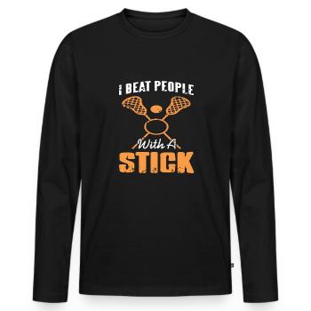 Je bats les gens avec un bâton - T-shirt manches longues Premium bio Homme - noir - Devant - Nico (187cm)