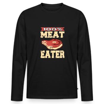 100% Fleischfresser - Männer Premium Bio Langarmshirt - Schwarz - Vorne - Nico (187cm)