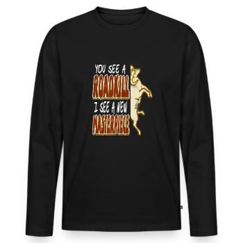 Du siehst einen Roadkill ich sehe ein Meisterstück - Männer Premium Bio Langarmshirt - Schwarz - Vorne - Nico (187cm)