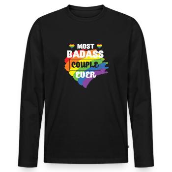 LBGT Flag Gay Pride Human Couple - Men's Premium Organic Long Sleeve Shirt - black - Front - Nico (187cm)