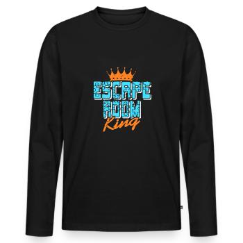 Salle d’évasion King - T-shirt manches longues Premium bio Homme - noir - Devant - Nico (187cm)