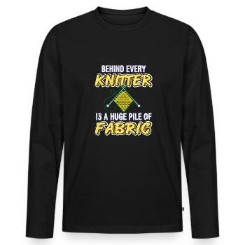 Hinter jedem Stricker liegt riesiger Haufen Garn - Männer Premium Bio Langarmshirt - Schwarz - Vorne - Nico (187cm)