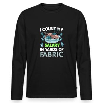 I calculate my salary in Yards of Fabric - Men's Premium Organic Long Sleeve Shirt - black - Front - Nico (187cm)