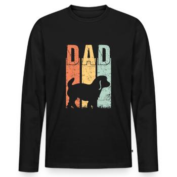 Cavachon Chien Papa Papa Master Vintage - T-shirt manches longues Premium bio Homme - noir - Devant - Nico (187cm)