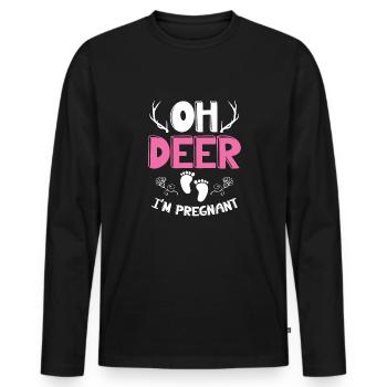 Oh Deer Im Pregnant Schwangerschaft Geburt - Männer Premium Bio Langarmshirt - Schwarz - Vorne - Nico (187cm)
