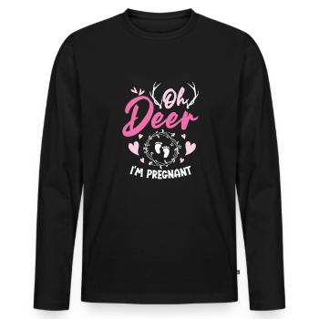 Oh Deer Im Pregnant Schwangerschaft Geburt - Männer Premium Bio Langarmshirt - Schwarz - Vorne - Nico (187cm)