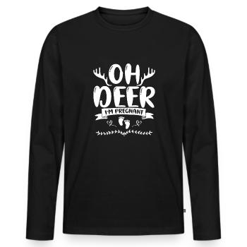 Oh Deer Im Pregnant Schwangerschaft Geburt - Männer Premium Bio Langarmshirt - Schwarz - Vorne - Nico (187cm)