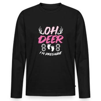 Oh Deer Im Pregnant Schwangerschaft Geburt - Männer Premium Bio Langarmshirt - Schwarz - Vorne - Nico (187cm)