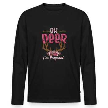 Oh Deer Im Pregnant Schwangerschaft Geburt - Männer Premium Bio Langarmshirt - Schwarz - Vorne - Nico (187cm)