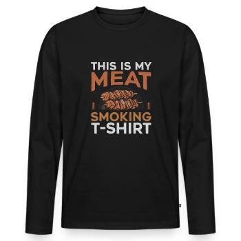 This Is My Meat Smoking Barbecue - Men's Premium Organic Long Sleeve Shirt - black - Front - Nico (187cm)