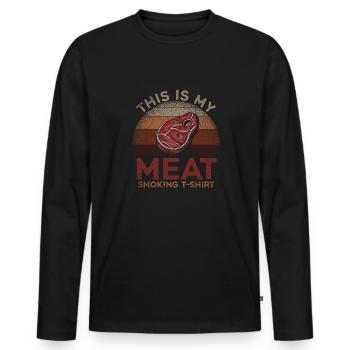 This Is My Meat Smoking Barbecue - Men's Premium Organic Long Sleeve Shirt - black - Front - Nico (187cm)