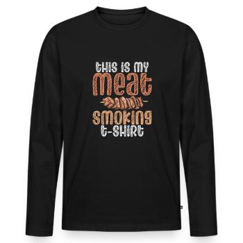 This Is My Meat Smoking Barbecue - Men's Premium Organic Long Sleeve Shirt - black - Front - Nico (187cm)