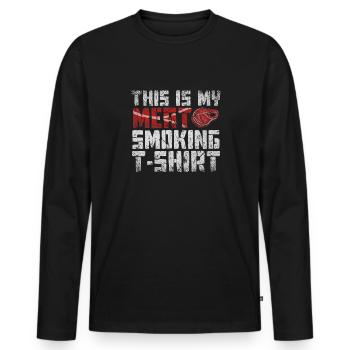 This Is My Meat Smoking Barbecue - Men's Premium Organic Long Sleeve Shirt - black - Front - Nico (187cm)