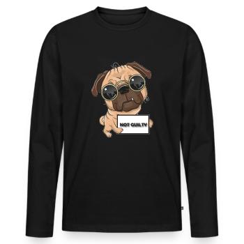 Drôle de chemise de chien - Non coupable - T-shirt manches longues Premium bio Homme - noir - Devant - Nico (187cm)