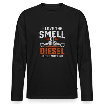 J’adore l’odeur du diesel dans le mécanicien du matin - T-shirt manches longues Premium bio Homme - noir - Devant - Nico (187cm)