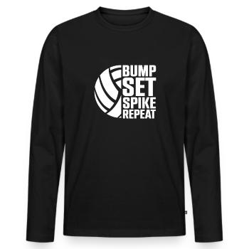 Bump Set Spike Répéter l’entraînement de l’équipe de volleyball - T-shirt manches longues Premium bio Homme - noir - Devant - Nico (187cm)