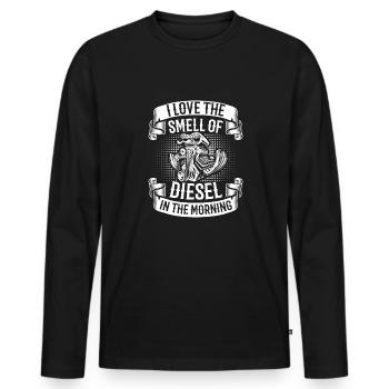 J’adore l’odeur du diesel dans le mécanicien du matin - T-shirt manches longues Premium bio Homme - noir - Devant - Nico (187cm)