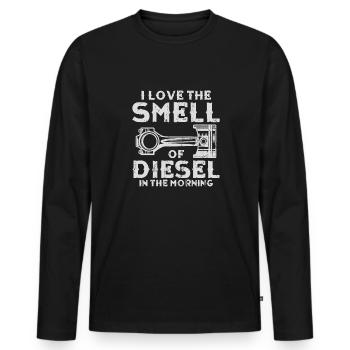 J’adore l’odeur du diesel dans le mécanicien du matin - T-shirt manches longues Premium bio Homme - noir - Devant - Nico (187cm)