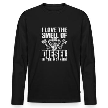 J’adore l’odeur du diesel dans le mécanicien du matin - T-shirt manches longues Premium bio Homme - noir - Devant - Nico (187cm)